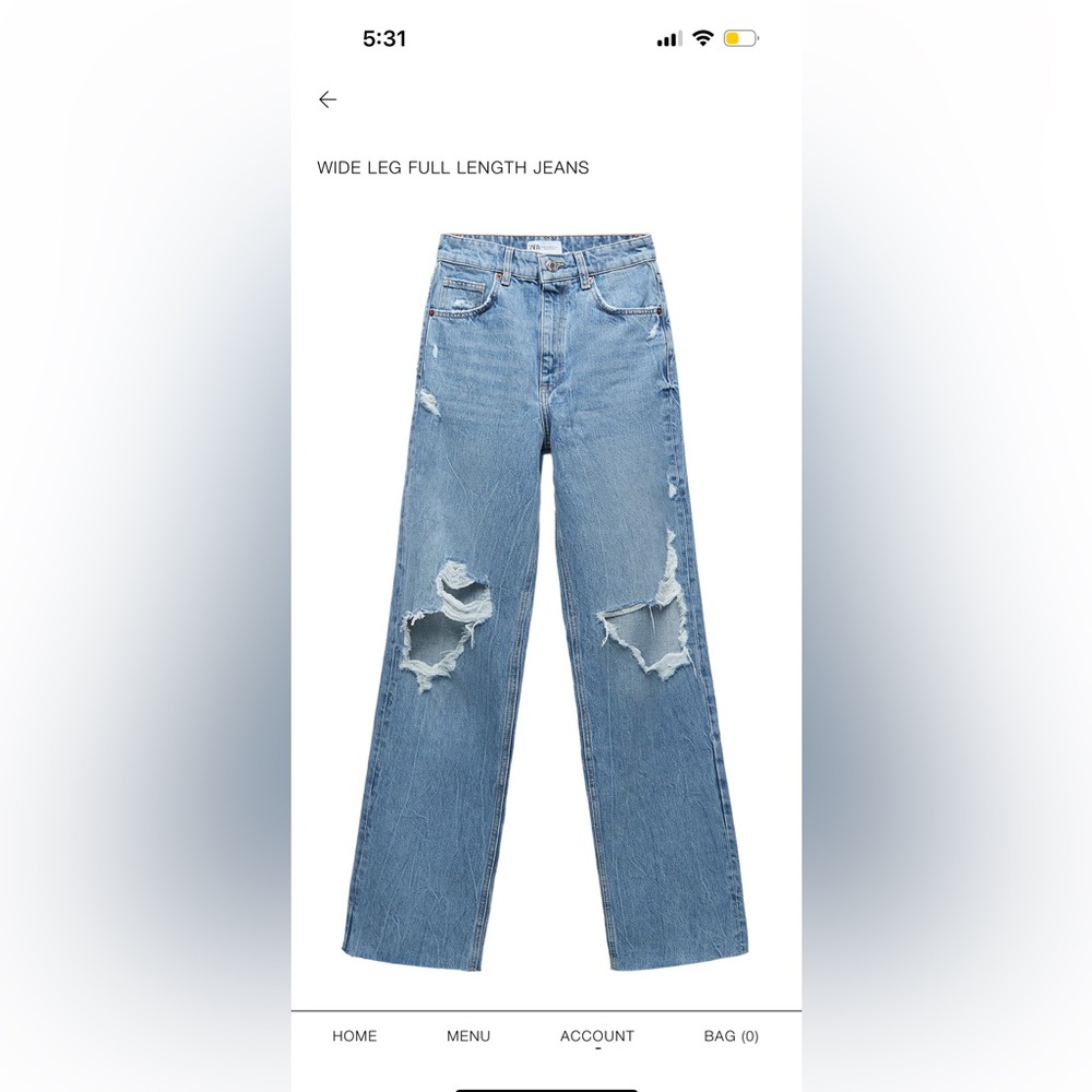 ZARA WIDE LEG FULL LENGTH JEAN